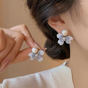 Boucles d'oreilles étalon vintage Irrégules blanc acrylique fleur perle cristal goutte pour femmes bijoux de fête de mariage inhabituel