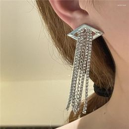 Oorknopjes Vintage Metalen Geometrische Ruit Voor Vrouwen Punk Sieraden Hiphop Kristallen Ketting Kwastje Hanger Vrouwelijke Oorbel Brincos