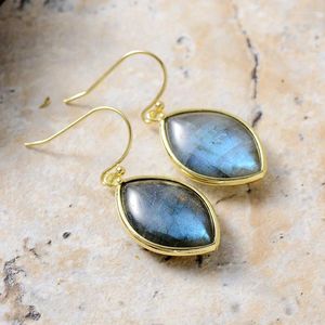 Boucles d'oreilles étalon les pierres naturelles vintage marquise labradorite sonne