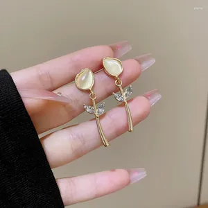 Boucles d'oreilles Stud Vintage Opal Flower for Women Girls Korean Retro Zircon Wedding Party Fashion Jewelry Accessoires Gift