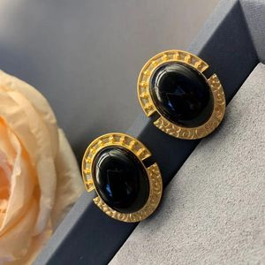 Stud Oorbellen Vintage Ovaal Zwart Blauwe Steen Voor Vrouwen Sieraden Runway Party T Show Fancy Trendy Boho INS Japan Korea