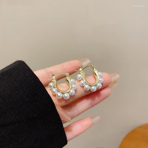Boucles d'oreilles Vintage en perles pour femmes et filles, rétro coréen, géométrique, mignon, fête de mariage, bijoux à la mode, accessoires, cadeau