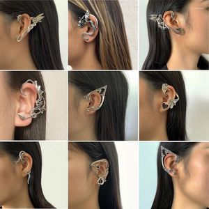 Stud -oorbellen Vintage Punk Ear Cuff Clip voor vrouwen Men Hoorring Piercing zilveren kleur wrap kraakbeen oordebouw Goth feest sieraden