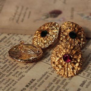 Boucles d'oreilles Vintage en pierre rouge pour femmes, bijoux de fête, spectacle en T, fantaisie, tendance, Boho, INS, japon, corée