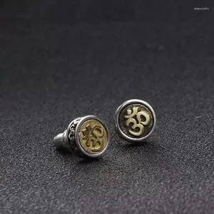 Boucles d'oreilles étalon la forme ronde vintage six mots vérité bouddhisme amulette pour hommes femmes fête des bijoux de bijoux