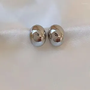 Boucles d'oreilles Vintage couleur argent plaqué gros dôme goutte pour femmes brillant en acier inoxydable larme boucle d'oreille bijoux en gros