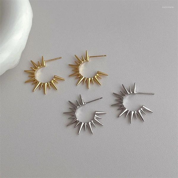 Boucles d'oreilles étalon Vintage Silver Gold Color Sunflower Forme pour les femmes Girls Glossy Fashion Punk Hiphop Jewelry Party Gift E126