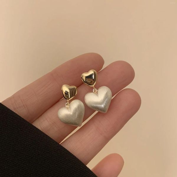 Pendientes de tuerca Vintage liso esmerilado cepillado doble temperamento de amor dulce moda de alta calidad con tachuelas de estilo extranjero