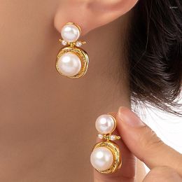 Boucles d'oreilles à tige en perles naturelles, Style Vintage, avec aiguille en argent 925, laiton français