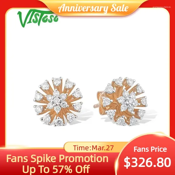 Boucles d'oreilles VISTOSO or pour femmes 14K 585 Rose diamant scintillant fleur délicate mode bijoux fins à la mode