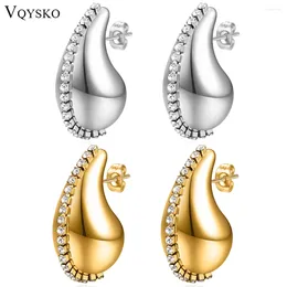Boucles d'oreilles VQYSKO goutte d'eau creuse chaîne en Zircon audacieux et beau cadeau élégant pour sa femme bijoux