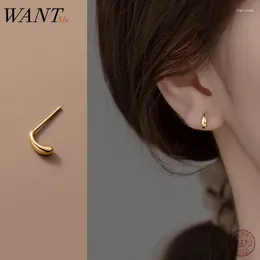 Boucles d'oreilles WANTME 925 en argent Sterling minimaliste brillant goutte d'eau géométrique petit pour les femmes mode adolescent Piercing bijoux