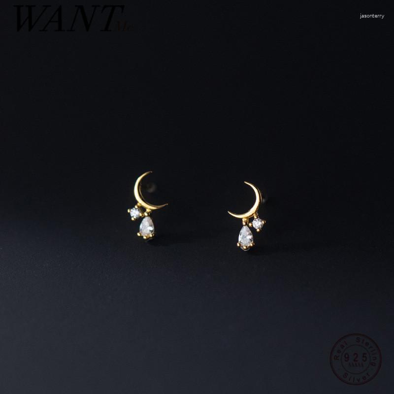 Stud Earrings WANTME 925 Sterling Silver Romantic Charm Luxury Zircon Tassel Moon Small Women Fashion Korean Sweet Party Jewelry