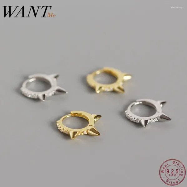 Pendientes WANTME de moda Punk con remaches para uñas, pavé de cristal de circón, redondos de lujo para mujer, joyería de plata de ley 925 auténtica