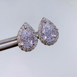 Stud Oorbellen Water Drop Diamond Earring Real 925 Sterling Silver Engagement Bruiloft Voor Vrouwen Bridal Party Sieraden Gift