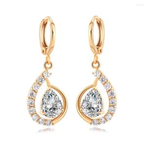 Oorknopjes Waterdruppel voor vrouwen Natuurlijke kristallen bruiloft Verlovingsbruidssieraden Real 14k Gold Dangle Diamond Earring Bohemen