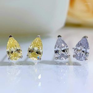 Stud -oorbellen Water Drop Topaz Diamond Earring Real 925 Sterling Silver Promise Wedding For Women Bridal Party Sieraden Gift