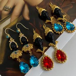 Boucles d'oreilles à tige Western Antique Vintage Style égyptien perle colorée clous médiévaux pour femmes accessoires de bijoux de mode
