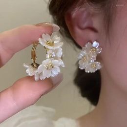 Ohrstecker Weiß Rosa Blume Für Frauen Charme Ohrring Mädchen 2023 Koreanische Exquisite Hochzeit Party Süße Schmuck Zubehör