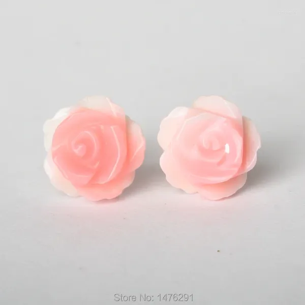 Aretes Blanco Rosa Madre Perla Concha Flor Rosa 1 Par