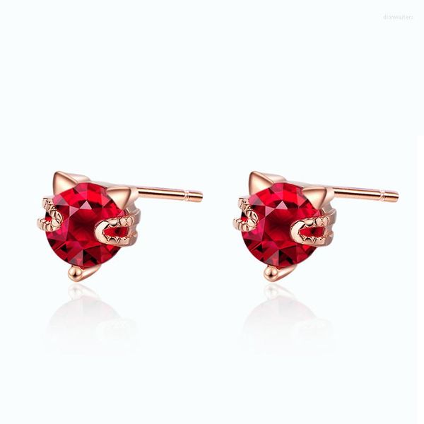 Pendientes de tuerca al por mayor 12 pares exquisitos pequeños pendientes de cristal de circonio rojo negro Color oro rosa/oro joyería de oreja de alta calidad para mujer