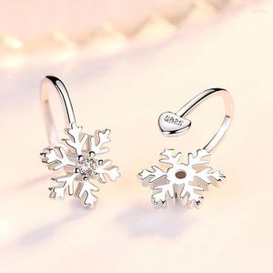 Stud -oorbellen Groothandel 5 -stks Romantische sneeuwvlok Crystal Ear Clip On Ladies Girls Simple Fashion Shiny Zirkon