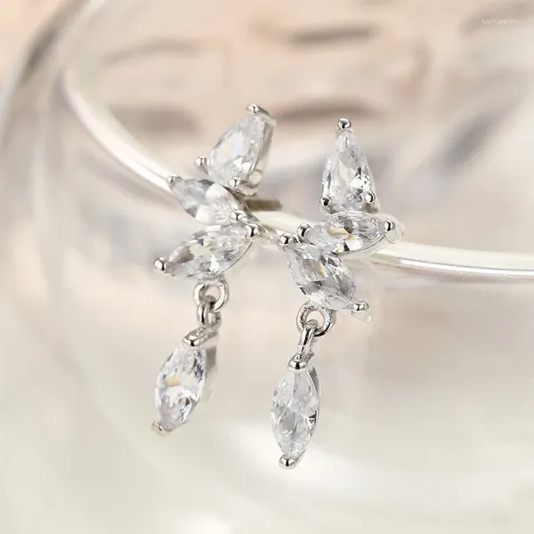 Boucles d'oreilles en argent 925, feuille brillante, pour femmes et filles, bijoux à la mode, vente en gros