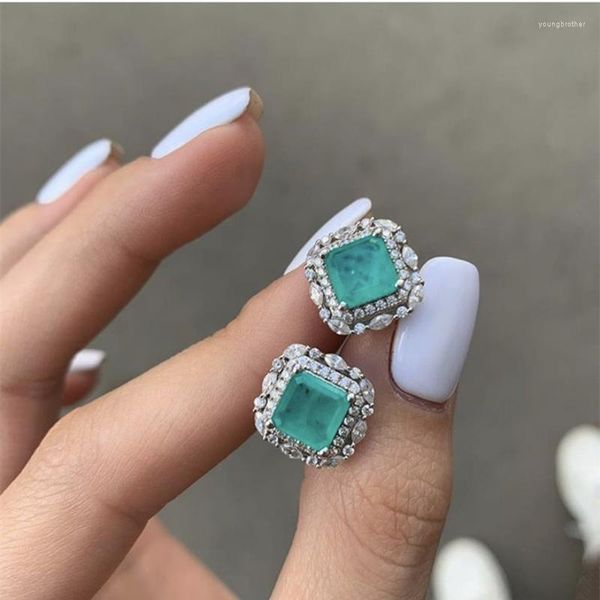 Boucles d'oreilles en gros Cargemily marque 925 argent Sterling Paraiba Tourmaline pierre précieuse pierre de naissance clous d'oreille dames bijoux fins