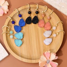 Boucles d'oreilles en pierre naturelle et cristal, crochet à la mode pour femmes, bijoux de guérison Reiki, cadeaux, 2 pièces/paire, vente en gros