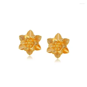 Stud Oorbellen Groothandelsprijs--(3pairs/lot) Puur Vergulde Eenvoudige Bloemen Voor Vrouwen Mode-sieraden Nikkelvrij