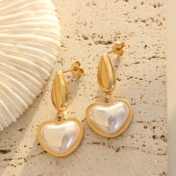 Boucles d'oreilles en acier inoxydable plaqué or 18 carats, bijoux en forme de goutte d'eau en forme de cœur pour femmes, vente en gros