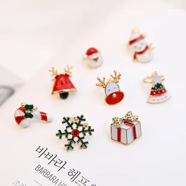 Boucles d'oreilles à clous pour femmes, Clips d'oreille de noël d'hiver sans percés, mignon père noël coréen, boucle unique