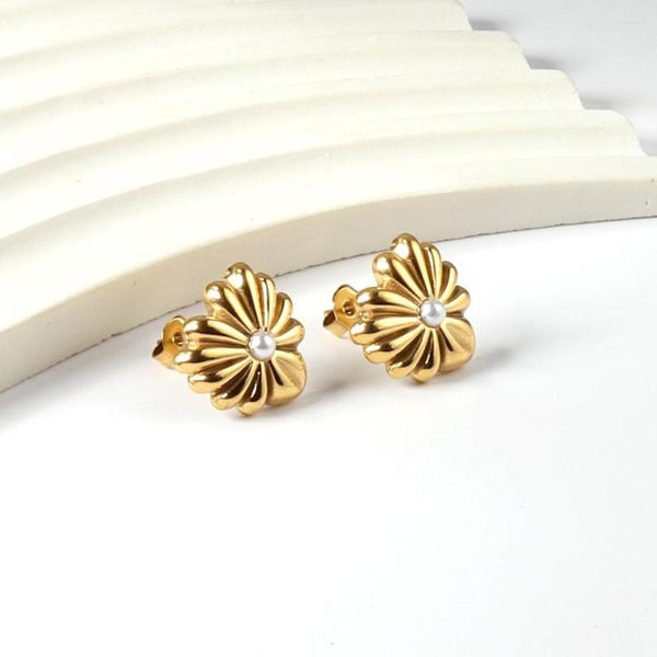 Pendientes de tuerca con perla blanca falsa, diseño elegante, joyería de oreja para mujer, moda coreana, tachuelas para mujer, Piercing de hada