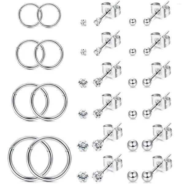 Pendientes WKOUD 1-16 pares de bolas de acero inoxidable CZ cartílago caracola Daith conjunto de joyería para Piercing de oreja para hombres y mujeres