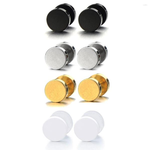 Boucles d'oreilles WKOUD 1 paire vis boucle d'oreille pour hommes en acier inoxydable tricheur faux bouchons d'oreille jauges Illusion Tunnel 6mm/8mm/10mm/12mm