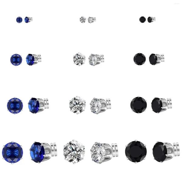 Boucles d'oreilles WKOUD 4-12 paires noir blanc bleu cristal magnétique ensemble CZ Clip sur Non piercing faux unisexe 4/5/6/7mm