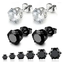 Boucles d'oreilles WKOUD hommes ronds cristal femmes acier inoxydable CZ Zircon oreille Piercing boucle d'oreille classique Pop garçon filles bijoux