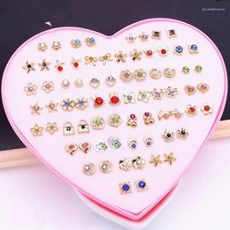 Pendientes de sementales WLP 36Pairs Metal Rhinestone Bow Heart Piercing Piercing Juego de mujeres Mujeres Simples Joyería de arete de moda coreana