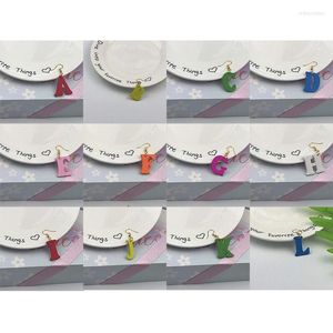 Stud Earrings Woman Multicolor English 26 Letter Sweet Cute Wood For Girls Birthday Gift Earring Accessoires Sieraden 2023