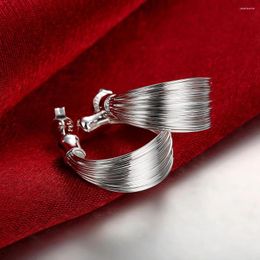 Boucles d'oreilles Stud Woman Retro Line Ear Hook 925 STERLING Silver High Quality Fashion Jewelry Party Mariage Cadeaux de Noël
