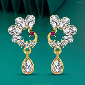 Pendientes de botón Mujer Vintage Estilo chino Phoenix Zircon Temperamento Noble Simple Joyería Premium Fiesta Regalo de cumpleaños al por mayor