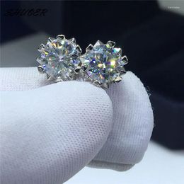 Boucles d'oreilles STAD FEMMES Classic Snowflake 925 argent sterling brillant coupe 1 carat pass diamant d couleur Moissanite