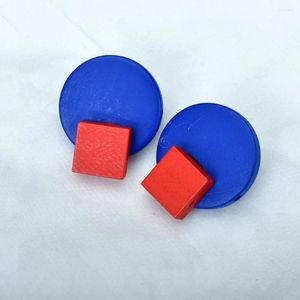 Boucles d'oreilles femmes femme géométrique rond carré boucle d'oreille rouge bleu coréen bois bijoux