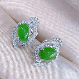 Boucles d'oreilles en Jade vert pour femmes, en argent Sterling S925, Hetian Jades chinois, néphrite, boucles d'oreilles, accessoires de bijouterie fine