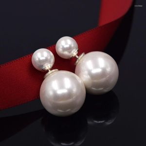 Boucles d'oreilles en perles pour femmes, Bijoux délicats à double face, Boucle coréenne, cadeaux pour filles, vente en gros