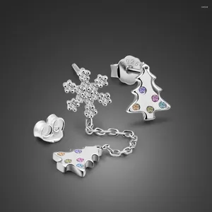 Boucles d'oreilles à tige en argent Sterling 925 pour femmes, pendentif arbre de noël/flocon de neige, bijoux féminins SE203020k