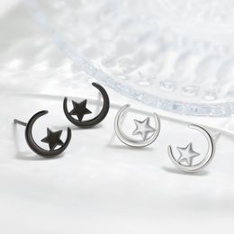 Boucles d'oreilles étalon les boucles d'oreilles de la lune de la créatrice simple de la femme s925 argent hypoallergénique sweet petite lune fraîche petite étoile boucles d'oreilles étoiles