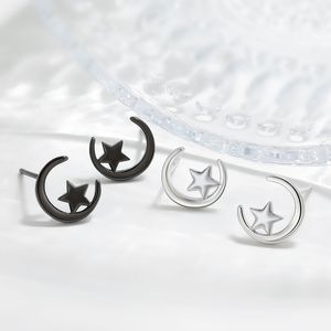 Stud -oorbellen Dames Simple Mini Designer Star Moon Earrings S925 Zilveren Hypoallergeen Sweet Sourte Small Moon Little Star Stud -oorbellen