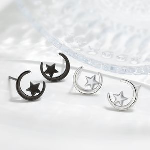 Boucles d'oreilles étalon les boucles d'oreilles de la lune de la créatrice simple de la femme s925 argent hypoallergénique sweet petite lune fraîche petite étoile boucles d'oreilles étoiles