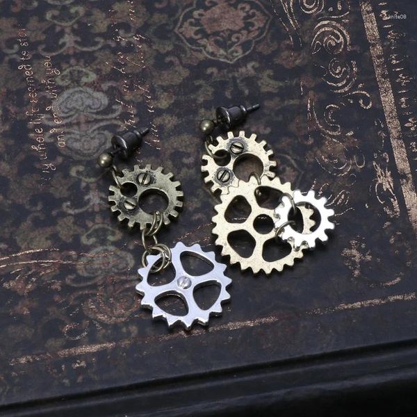 Boucles d'oreilles femmes Steampunk Antique Gear pendentif balancent Long crochet boucle d'oreille Club bijoux K3ND